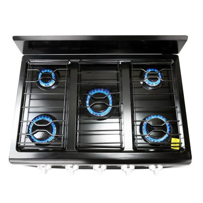 Parrilla de gas de sobreponer Titan Black Supra negro de 5 quemadores