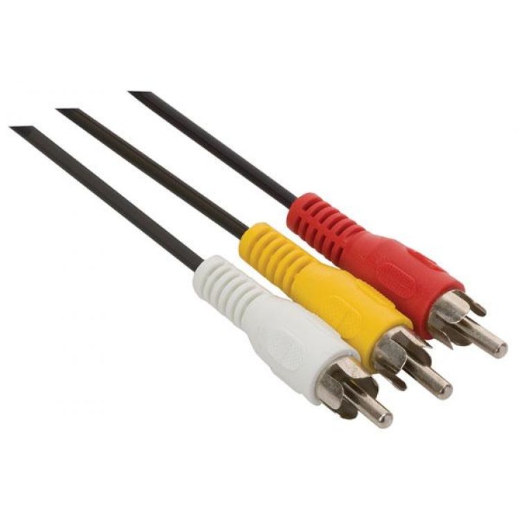 Cable RCA de audio y video con conectores niquelados Steren de 1.8m