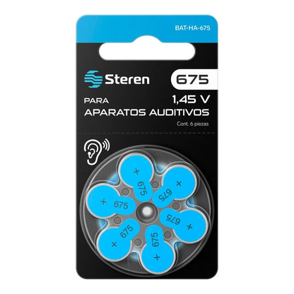 Pila tipo botón 675 para aparatos auditivos Steren