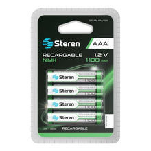 Paquete de 4 pilas recargables de alta capacidad AAA NiMH 1100 mAh Steren