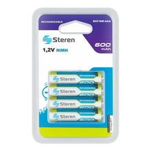 Paquete de 4 pilas recargables AAA NiMH 600 mAh Steren
