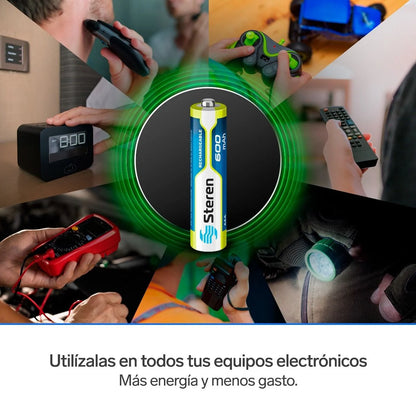 Paquete de 4 pilas recargables AAA NiMH 600 mAh Steren