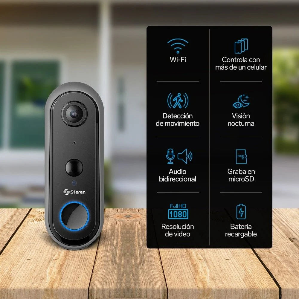 Video timbre Wi-Fi Steren 1080p compatible con asistentes de voz