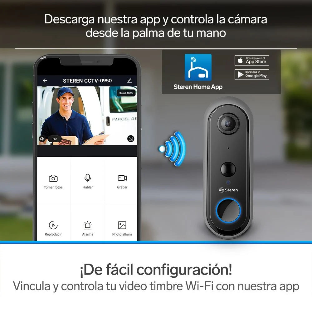 Video timbre Wi-Fi Steren 1080p compatible con asistentes de voz