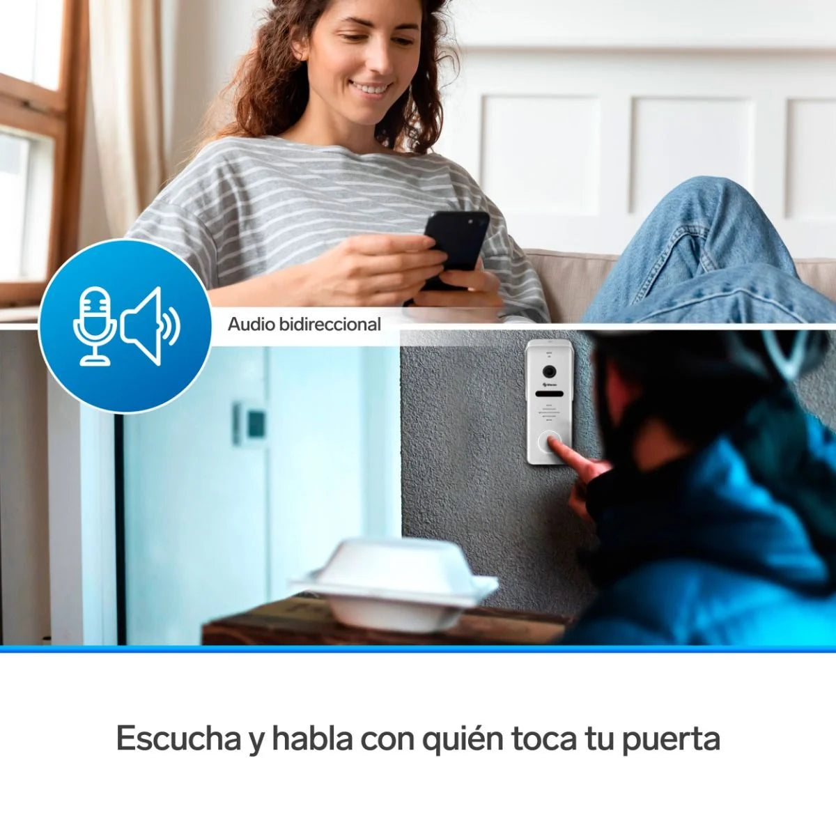 Video timbre Steren Wi-Fi con pantalla touch a color de 7" compatible con asistentes de voz