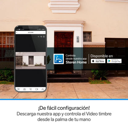 Video timbre Steren Wi-Fi con pantalla touch a color de 7" compatible con asistentes de voz