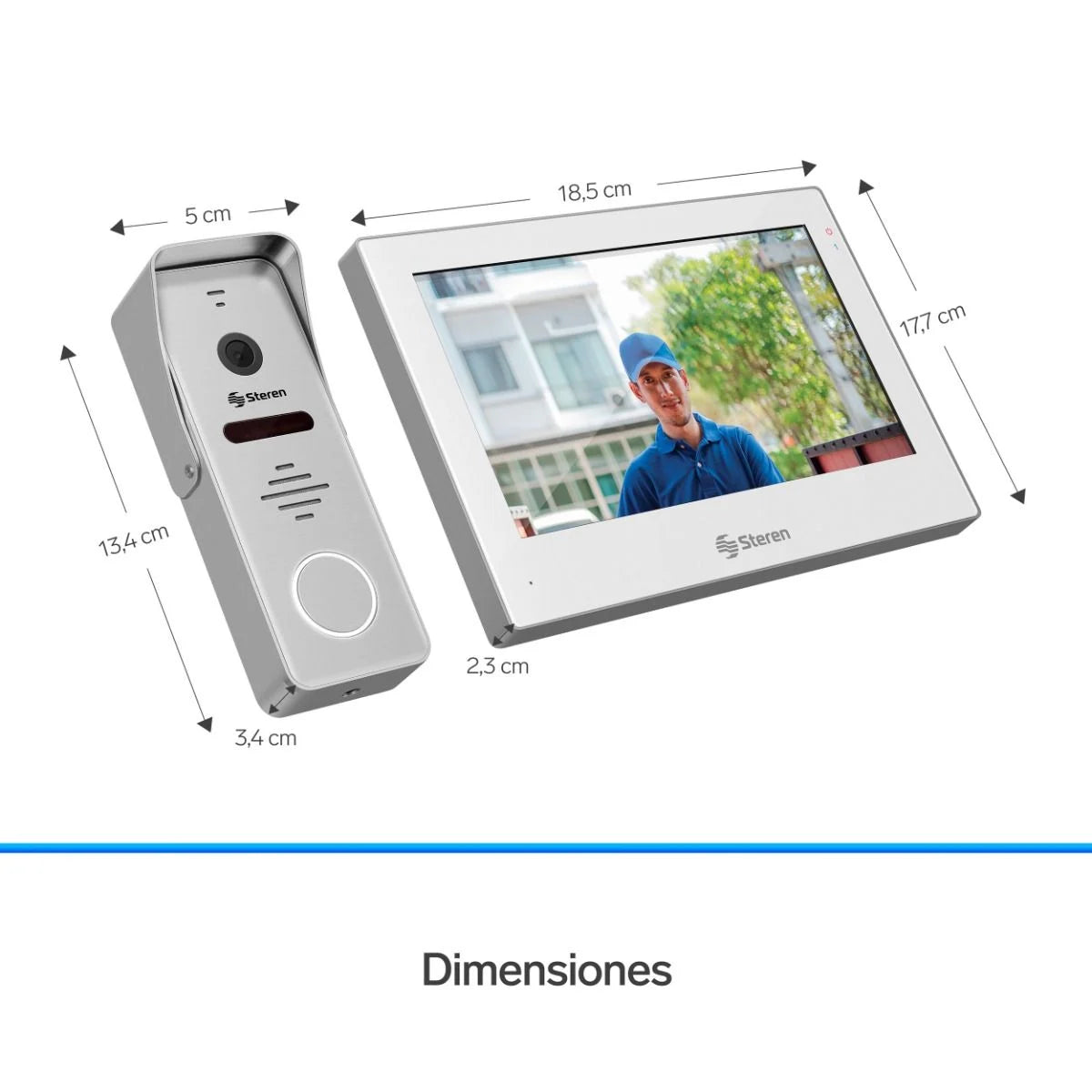 Video timbre Steren Wi-Fi con pantalla touch a color de 7" compatible con asistentes de voz