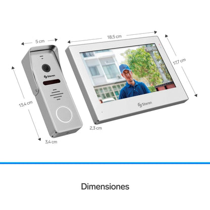 Video timbre Steren Wi-Fi con pantalla touch a color de 7" compatible con asistentes de voz