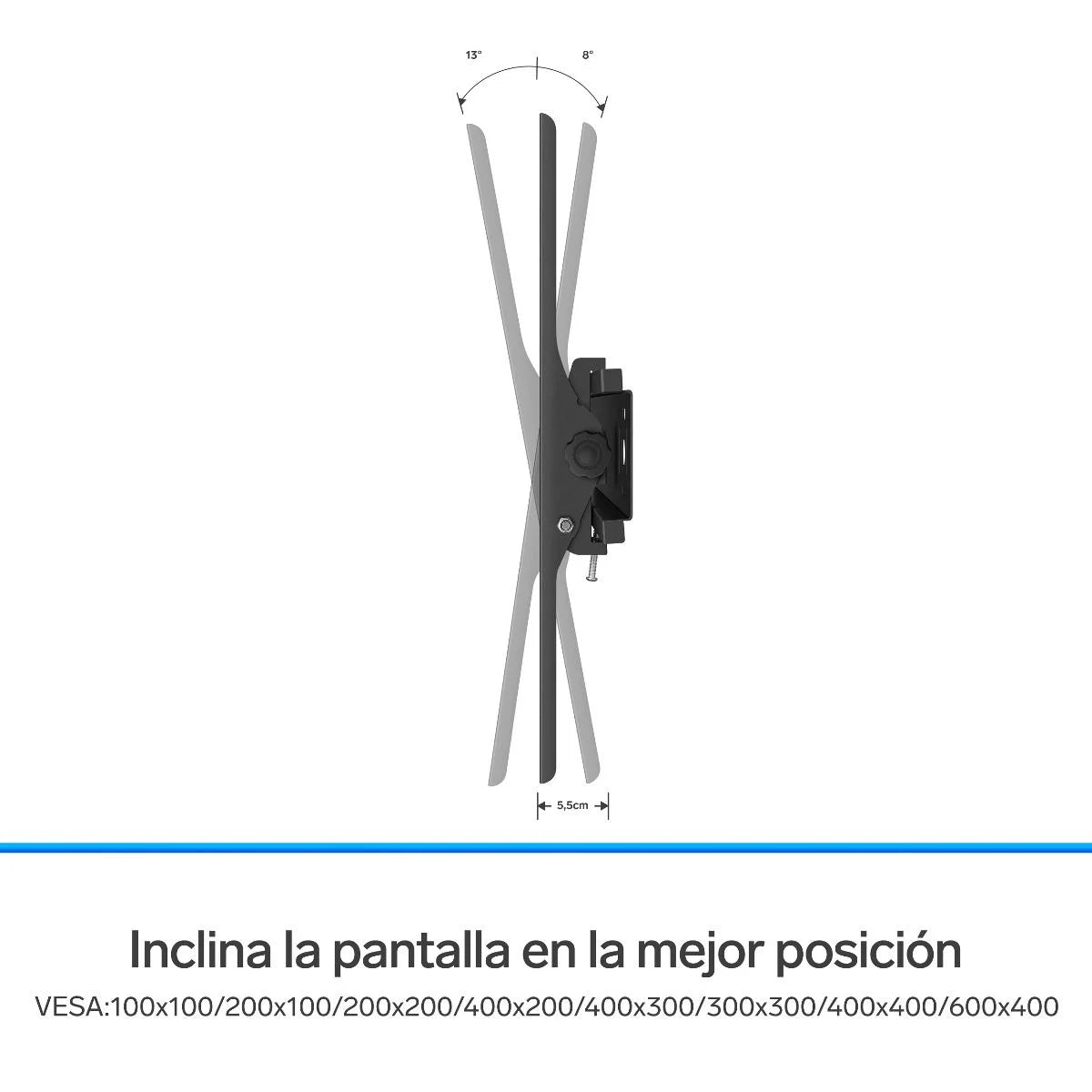 Soporte para pantallas Steren de 37” a 83” con ajuste de inclinación