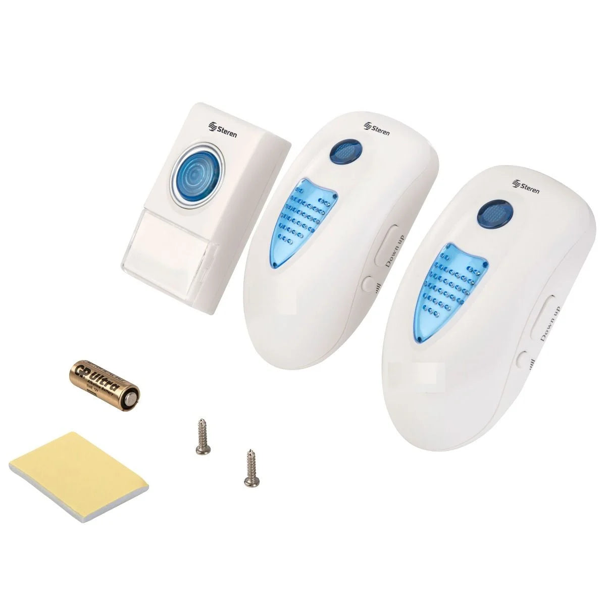 Timbre inalámbrico Steren de 38 tonos 50m de alcance 2 campanas blanco