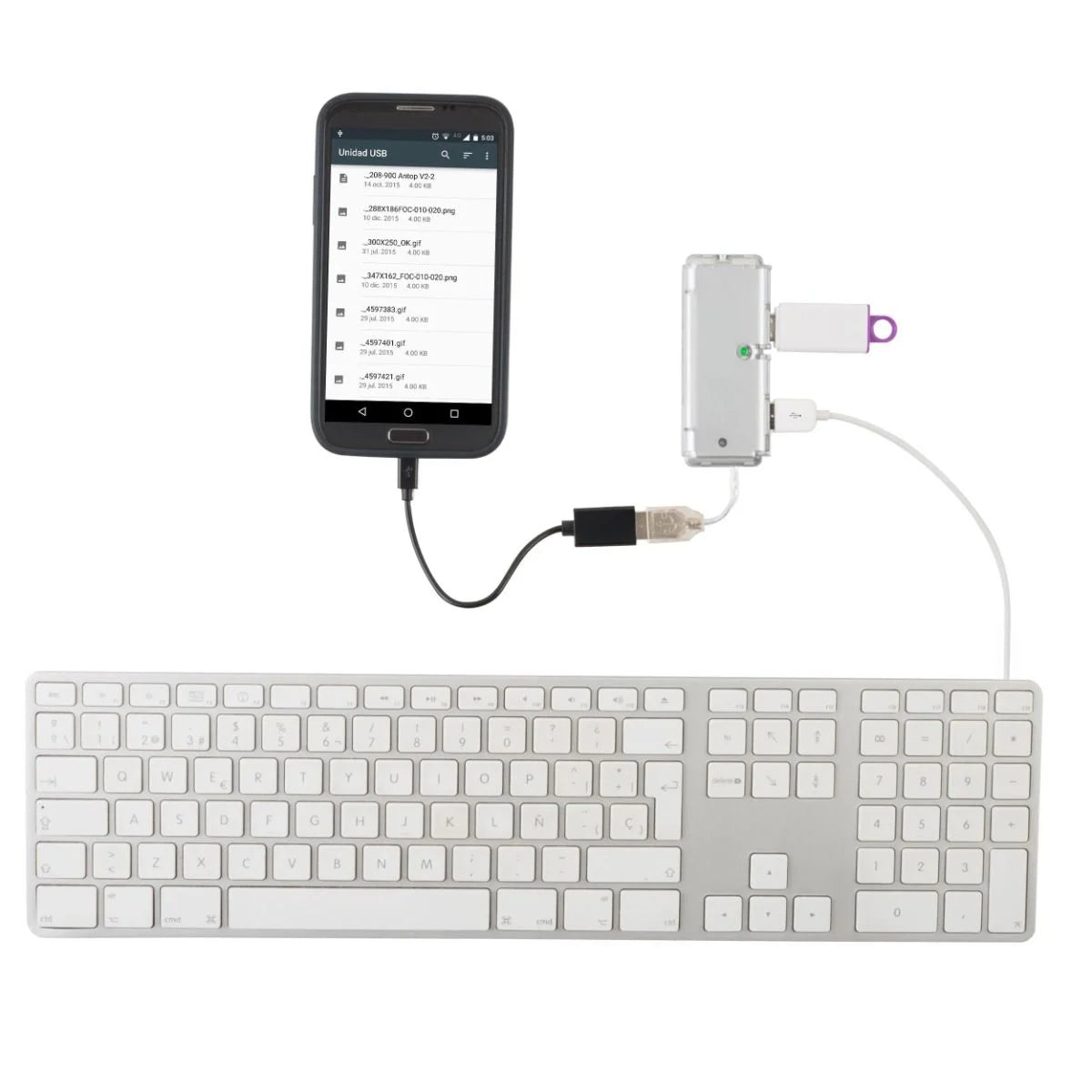 Cable adapatador de 10cm OTG Steren para celulares Android