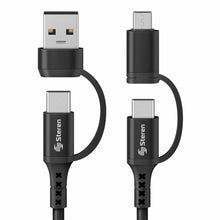 Cable 4 en 1 USB-USB C a micro USB-USB C de 1m Steren