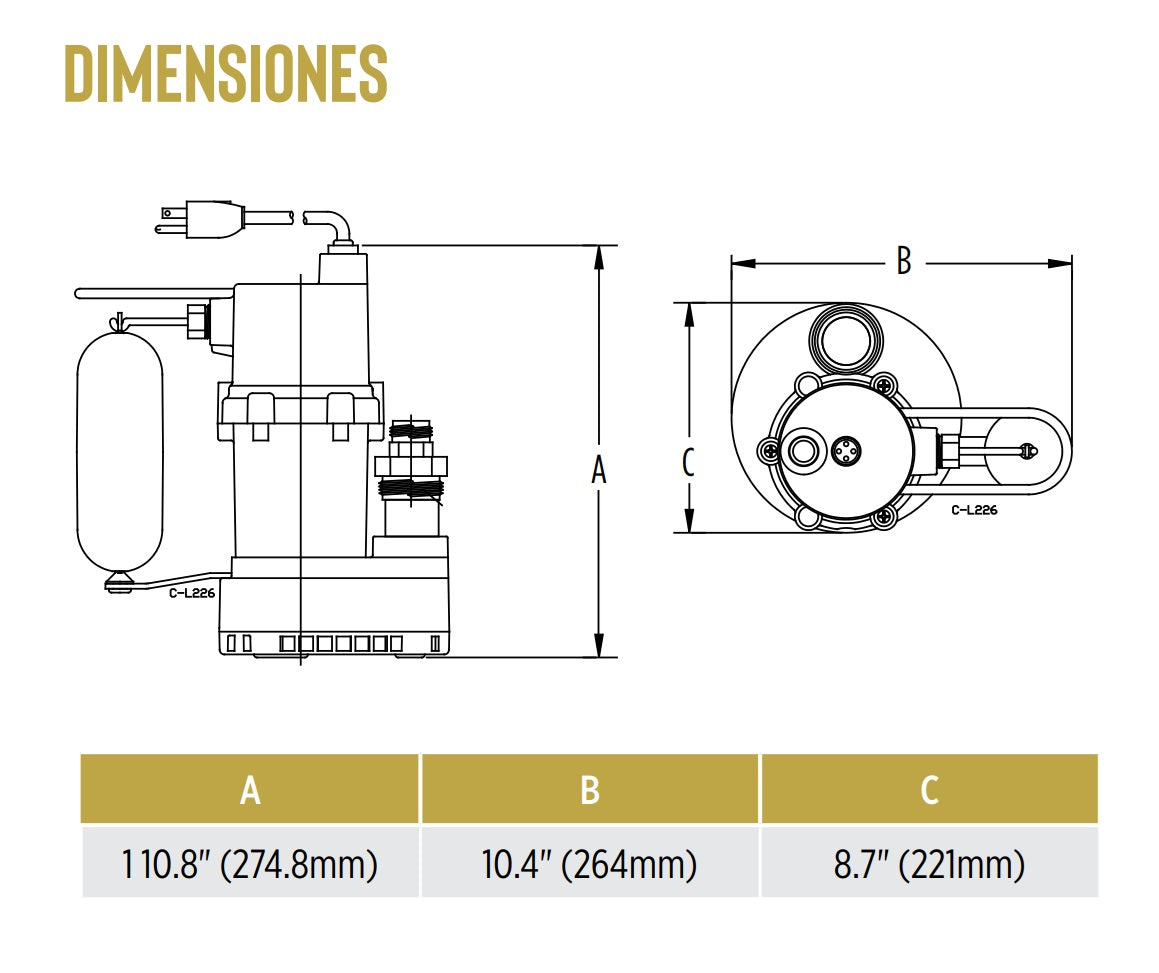 Bomba sumergible Little Giant de 1/4HP 115V