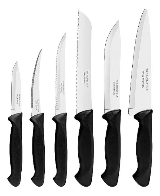 Set de cuchillos de cocina negro Tramontina 6 piezas