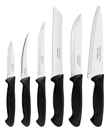 Set de cuchillos de cocina negro Tramontina 6 piezas