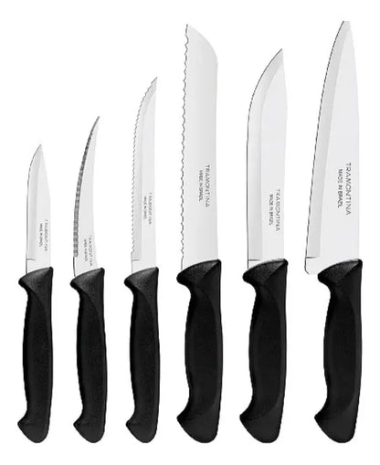Set de cuchillos de cocina negro Tramontina 6 piezas