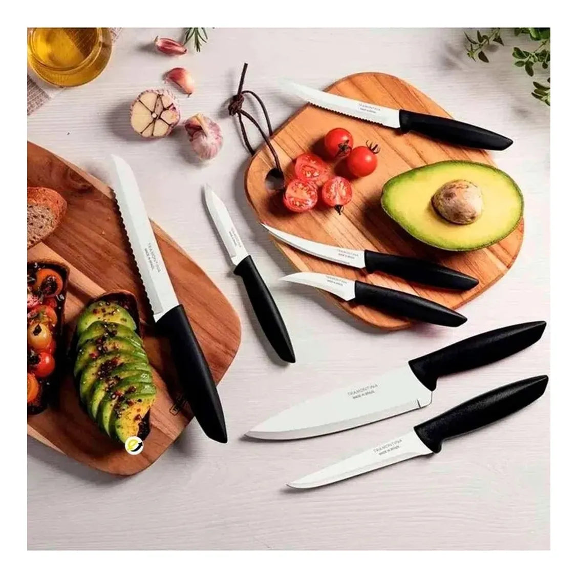 Set de cuchillos de cocina negro Tramontina 6 piezas