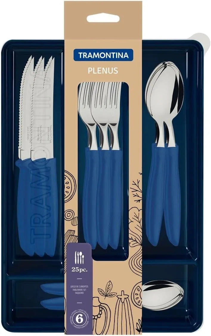 Juego de cubiertos Plenus azul Tramontina 25 piezas