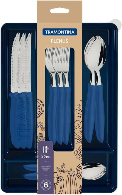 Juego de cubiertos Plenus azul Tramontina 25 piezas