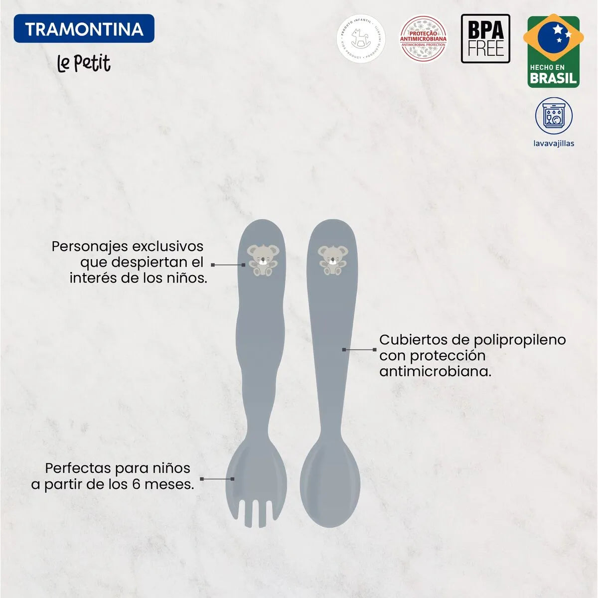 Juego de cubiertos infantil Tramontina Le Petit gris 2 piezas