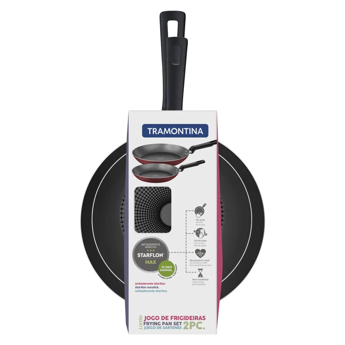 Juego de sartenes Tramontina Loreto rojo antiadherente Starflon Max 2 piezas
