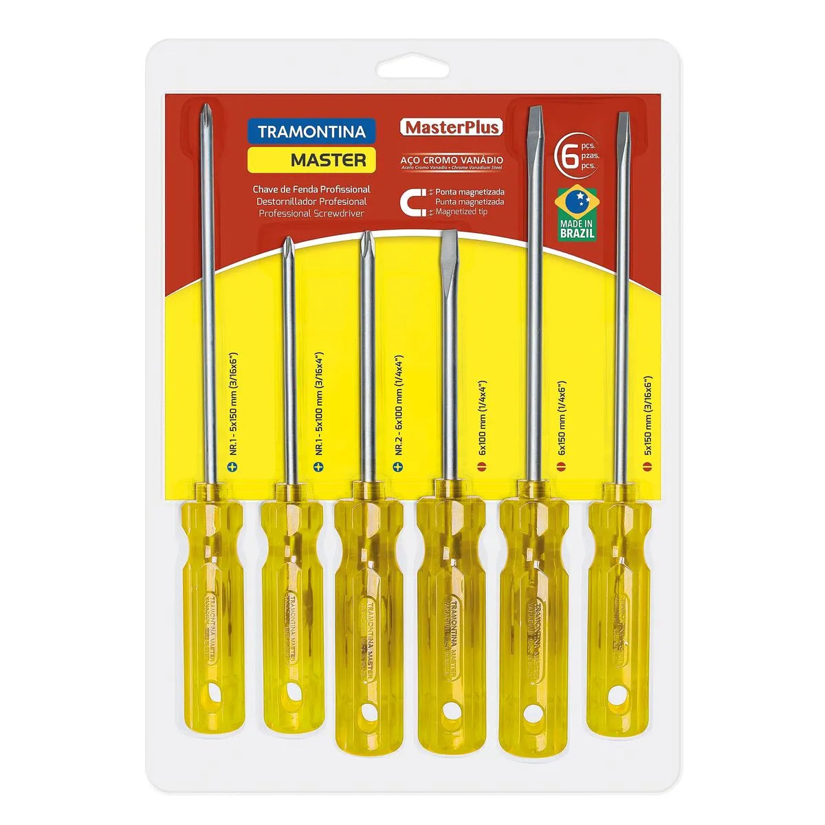 Juego de destornilladores de punta magnética Tramontina 6 piezas