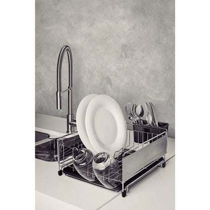 Escurridor de platos Tramontina Plurale de acero cromado con secador y porta cubiertos