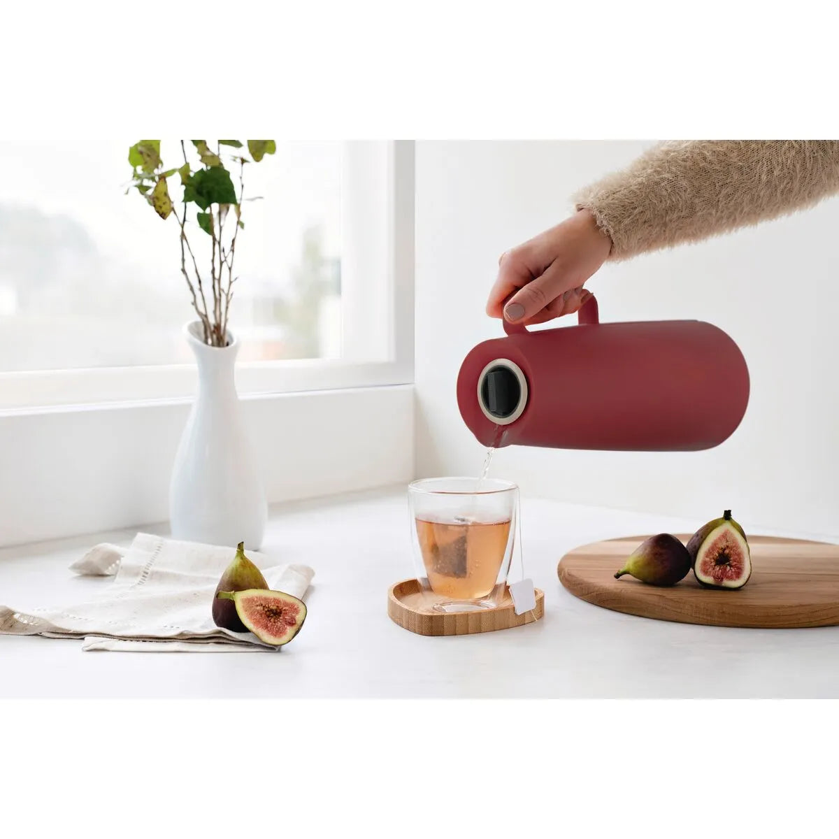 Jarra térmica de 1L Tramontina Exata rojo con interior ampolla de vidrio