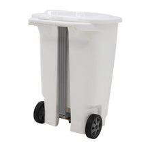 Basurero Tramontina T-Force en polipropileno blanco con ruedas de 100L