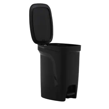 Basurero Tramontina Compact negro de pedal con asta en acero galvanizado de 10L