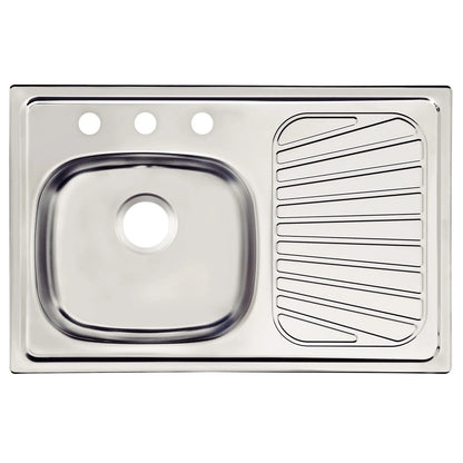 Fregadero de empotrar Tramontina en acero inoxidable 80 x 52 cm