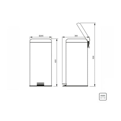 Cesto de basura Lixeiras Tramontina de 30L acero inoxidable
