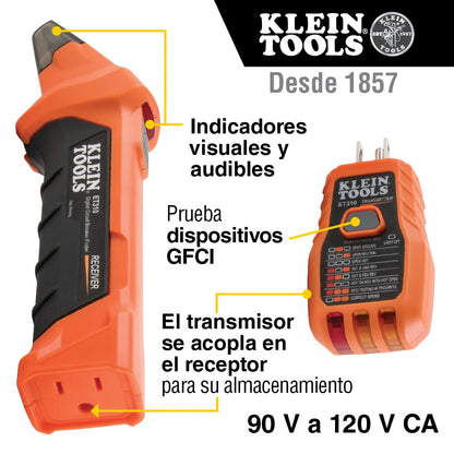 Detector digital de cortacircuitos Klein Tools con probador de tomacorrientes GFCI