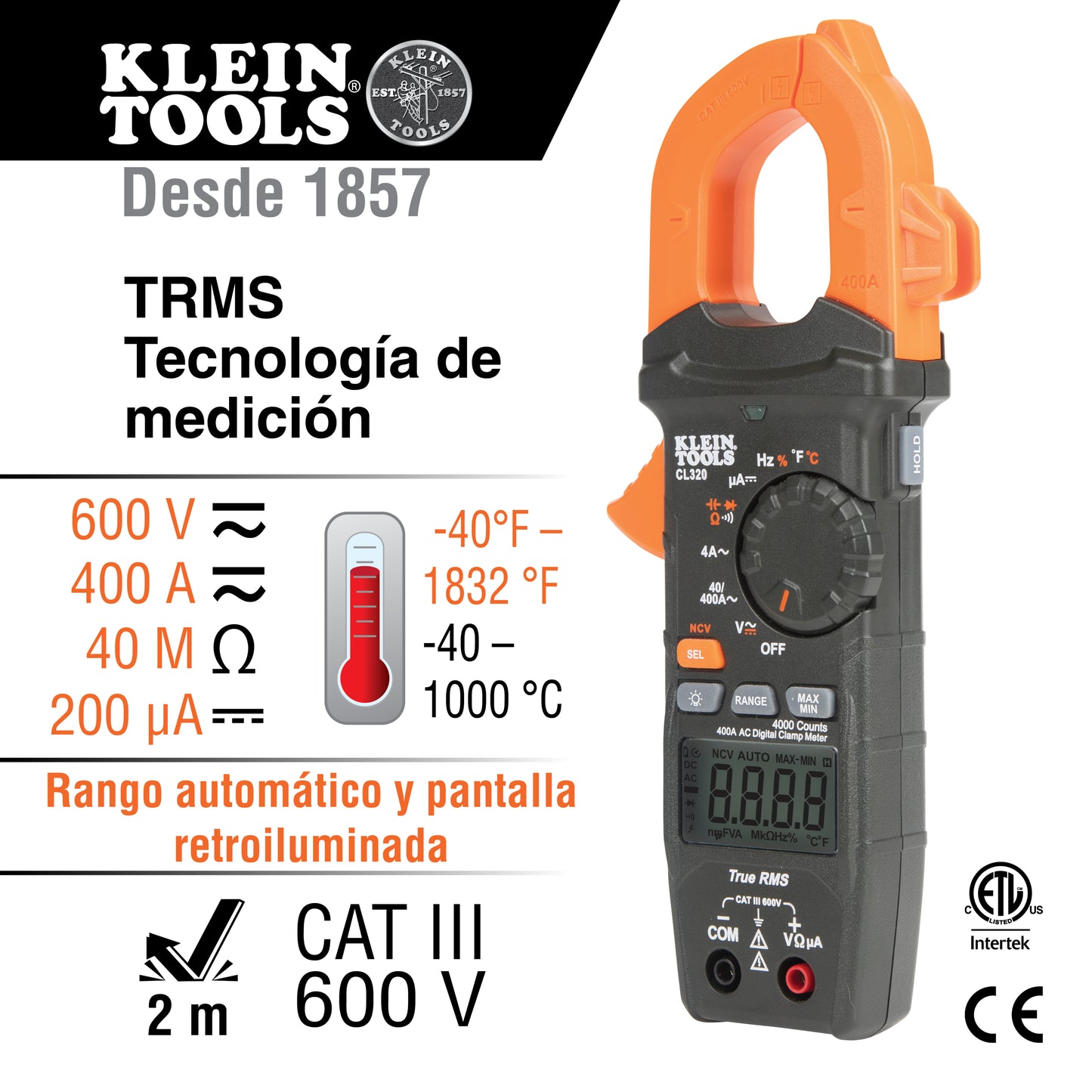Kit de prueba eléctrica de HVAC Klein Tools CL320KIT