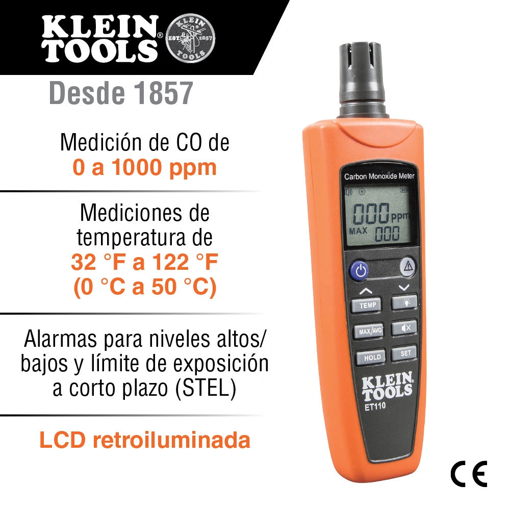 Detector de monóxido de carbono Klein Tools con estuche de transporte y baterías