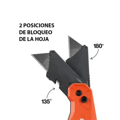 Navaja multiusos con rascador FLICKBLADE Klein Tools 2 en 1 con almacenamiento de cuchillas