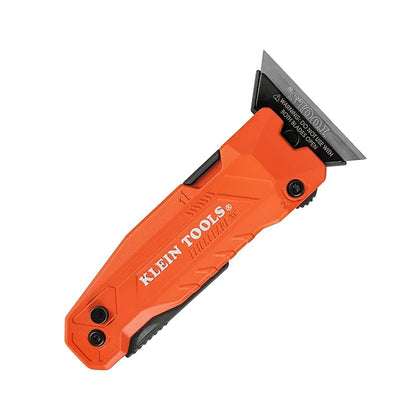 Navaja multiusos con rascador FLICKBLADE Klein Tools 2 en 1 con almacenamiento de cuchillas