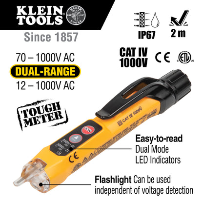 Kit de prueba eléctrica para comprobador de voltaje NCVT y CA/CC de doble rango Klein Tools