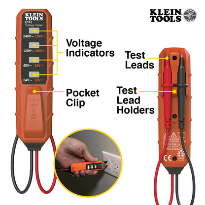 Kit de prueba eléctrica para comprobador de voltaje NCVT y CA/CC de doble rango Klein Tools