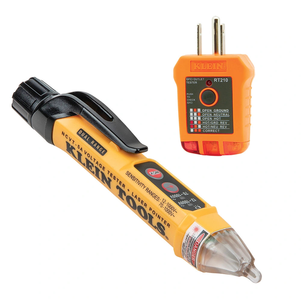 Kit de prueba eléctrica Klein Tools NCVT de rango dual y probador de receptáculo GFCI