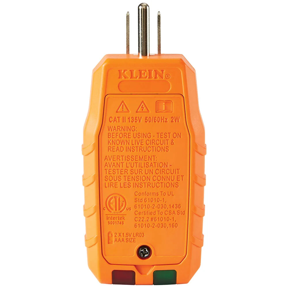 Probador de tomacorrientes GFCI con pantalla LCD Klein Tools RT250