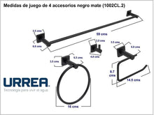 Load image into Gallery viewer, Juego de accesorios para baño 4 piezas Urrea
