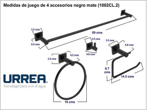 Juego de accesorios para baño 4 piezas Urrea