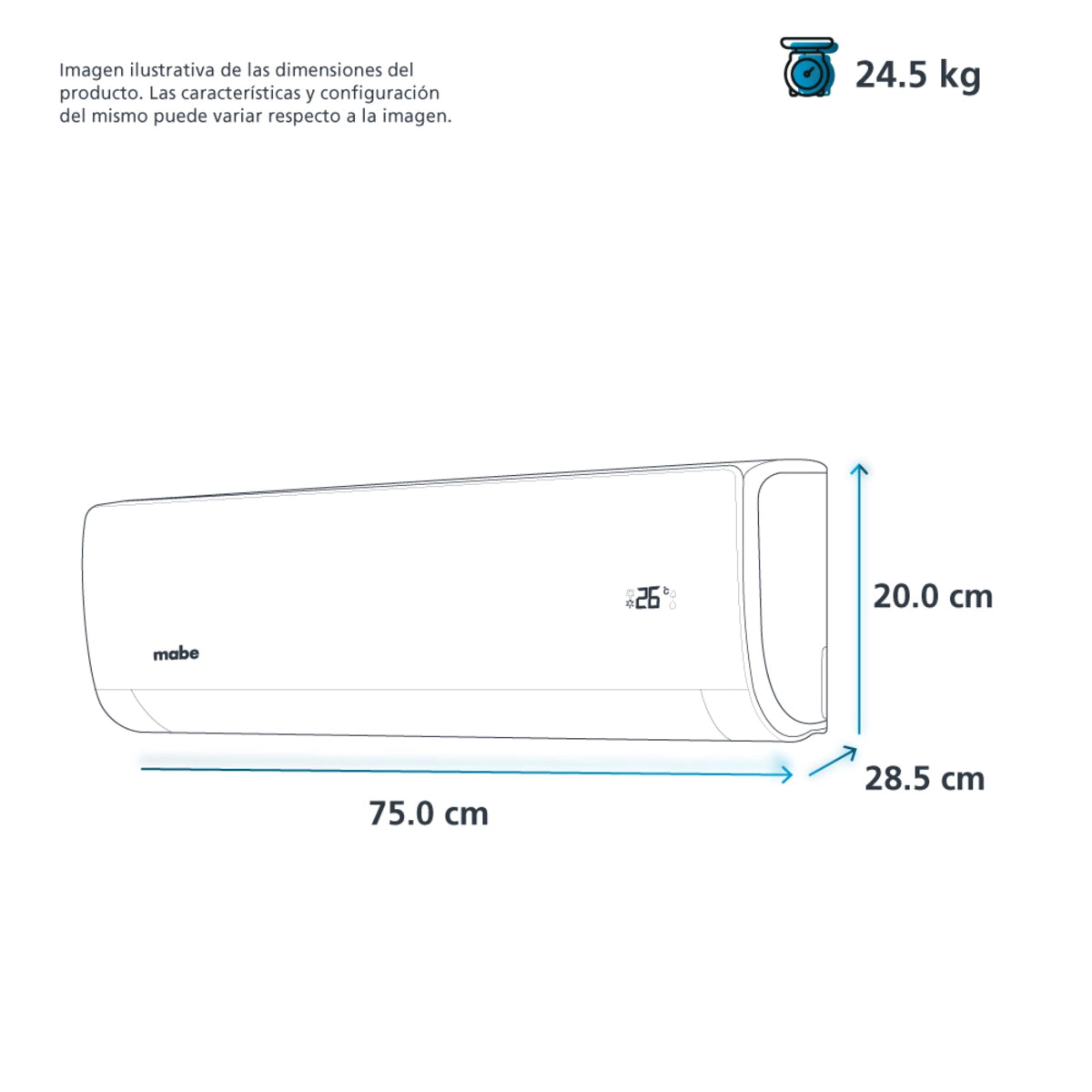 Aire acondicionado mini split blanco MABE frío y calor 220V 1 tonelada 12,000 btu