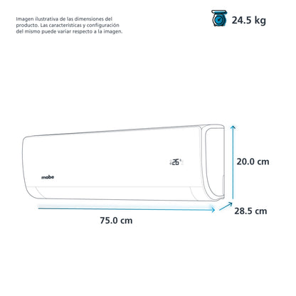 Aire acondicionado mini split blanco MABE frío y calor 220V 1 tonelada 12,000 btu