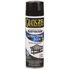 Pintura en aerosol ultra cover 2x negro brillante 425gr