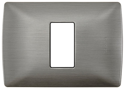Placa de 1 modulo color acero quinziño mx Bticino