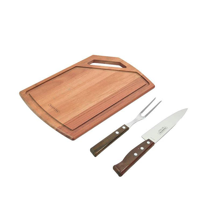 KIT PARA ASADO TRAMONTINA TABLA, CUCHILLO Y TRINCHE - GRUPODONPEDRO