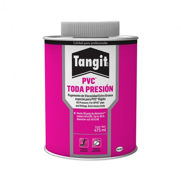 Pegamento tangit pvc toda presion rosa 475ml