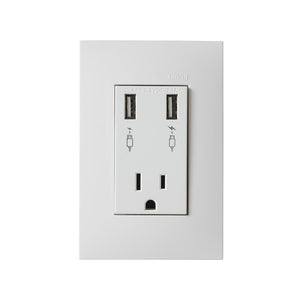 CARGADOR USB CON TIERRA Y TOMA DE CORRIENTECON PLACA BLANCO SIMON 25 PLUS - GRUPODONPEDRO